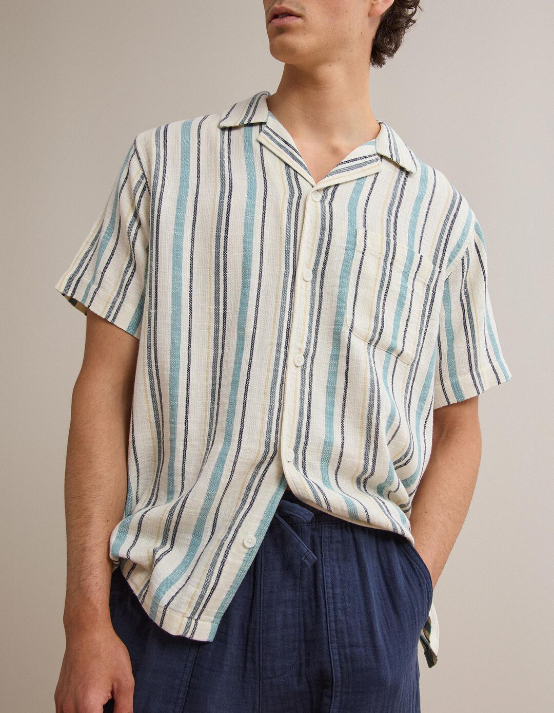 Camisa Riscas, Homem, Azul
