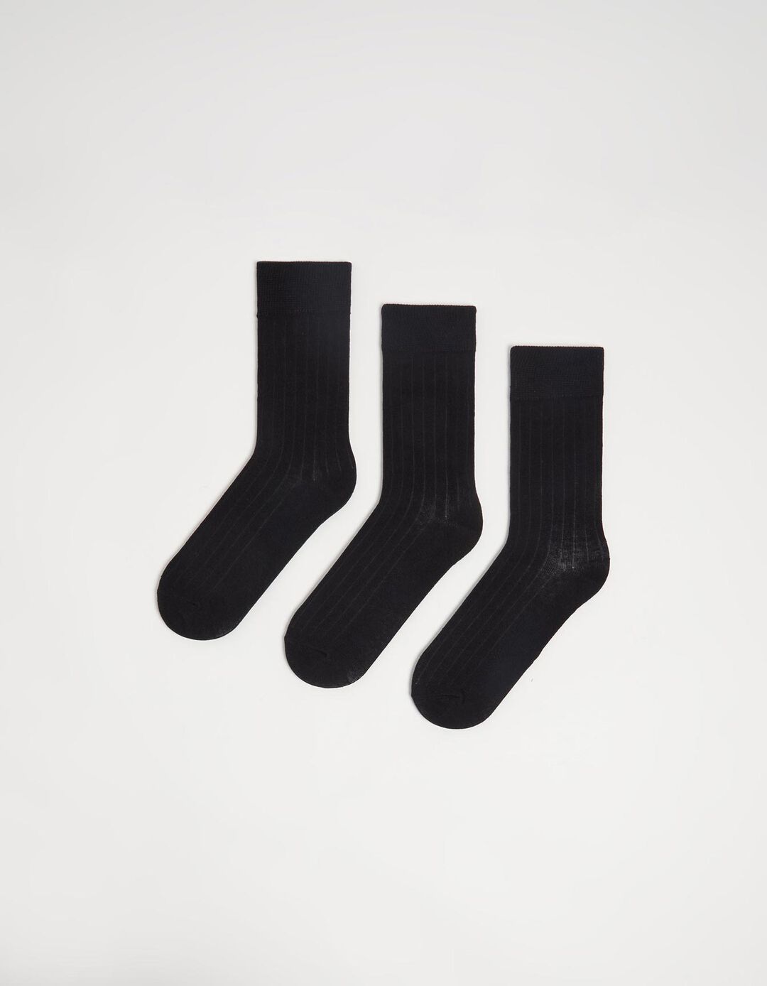 Pack 3 Pares de Meias Altas Caneladas, Mulher, Preto