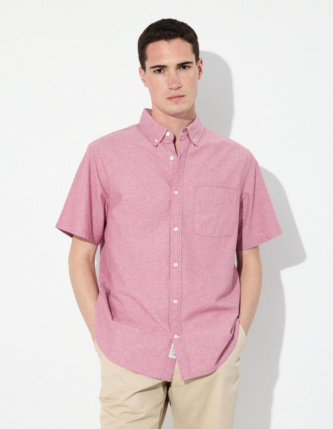 Camisa de Manga Curta, Homem, Rosa Escuro 