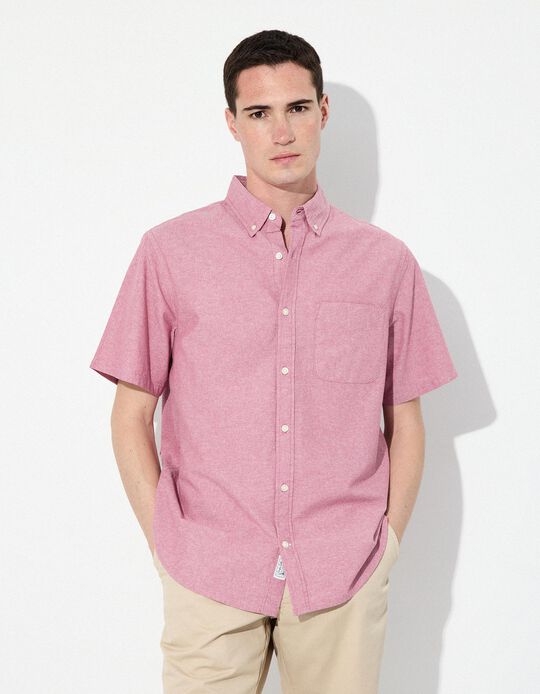 Comprar Online Camisa de Manga Curta, Homem, Rosa Escuro 