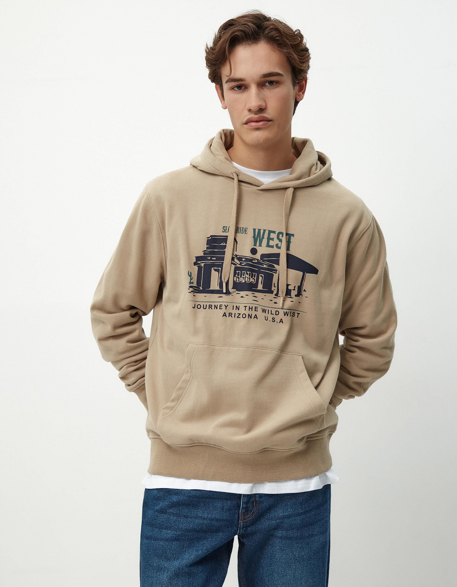 Comprar Online Sweatshirt de Felpa Capuz, Homem, Bege