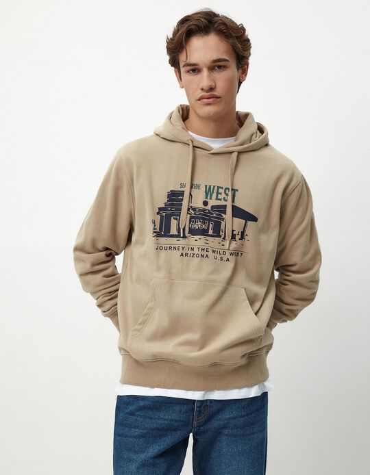 Comprar Online Sweatshirt de Felpa Capuz, Homem, Bege