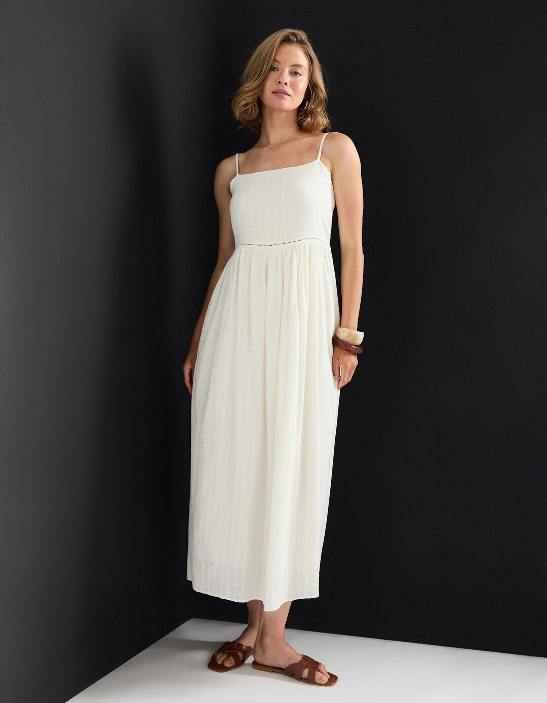Vestido Comprido, Mulher, Bege Claro