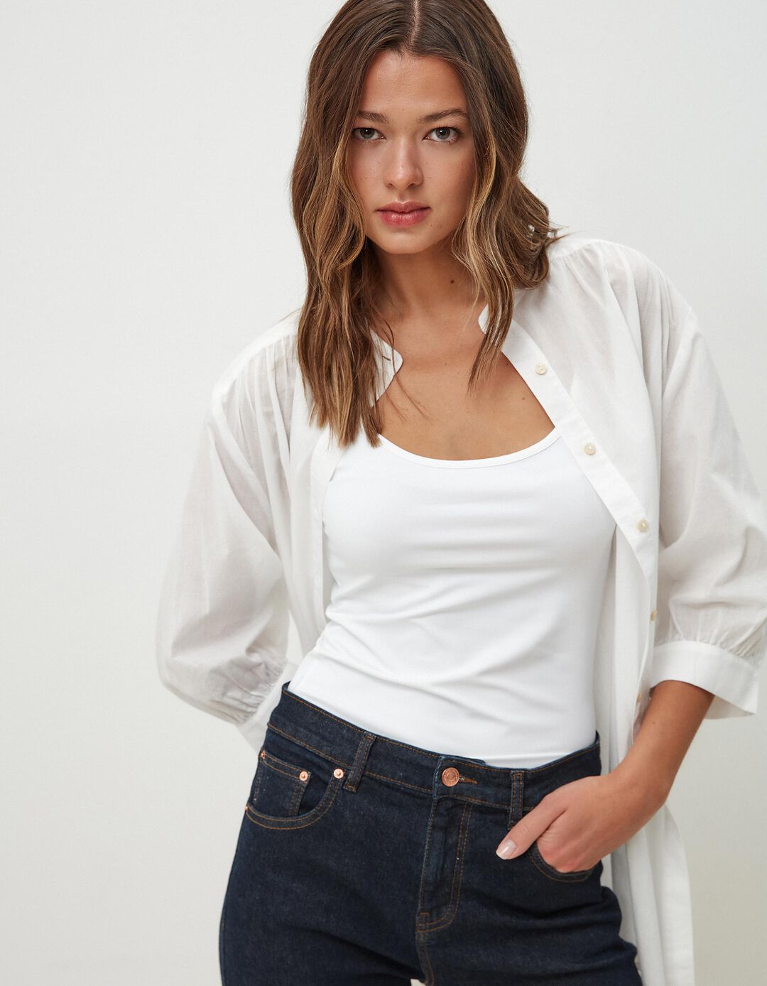 Top de Alças Finas, Mulher, Branco