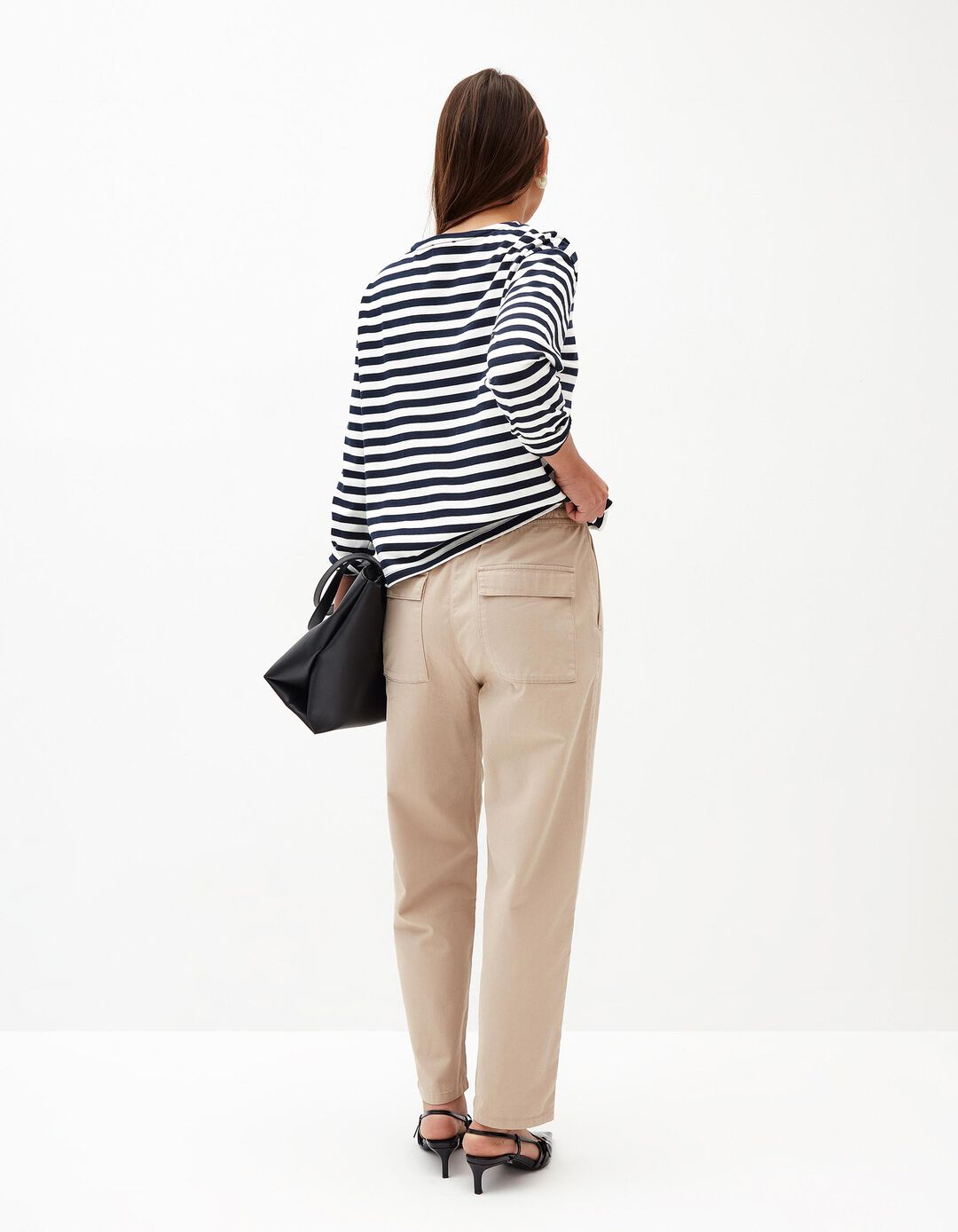 Calças com Cintura Jogger, Mulher, Bege