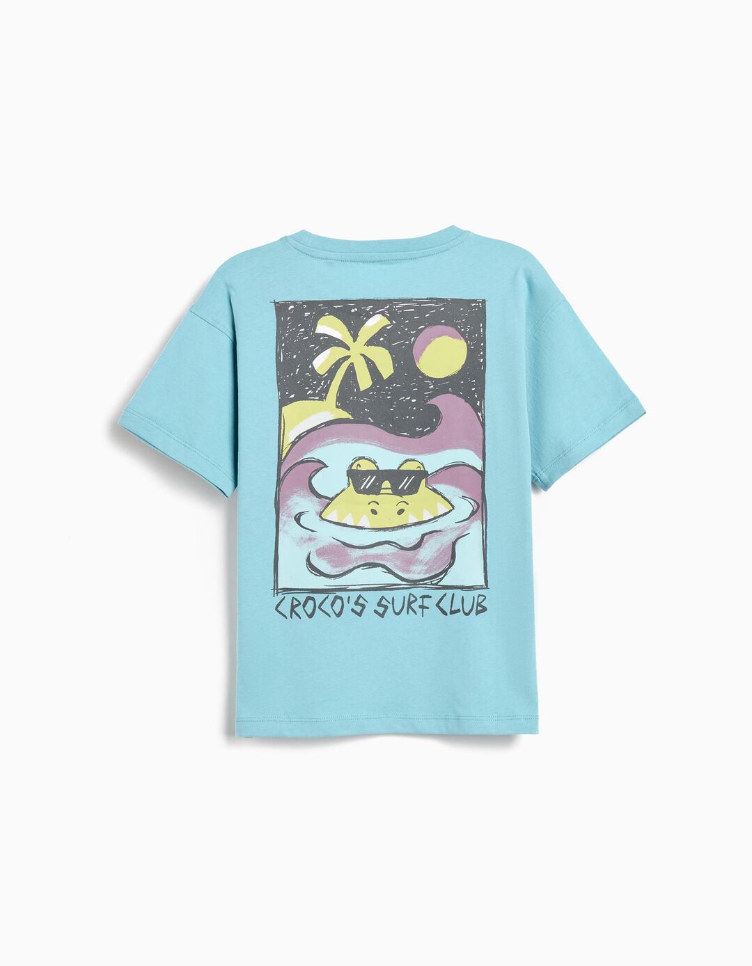 T-shirt Print, Menino, Azul Claro 