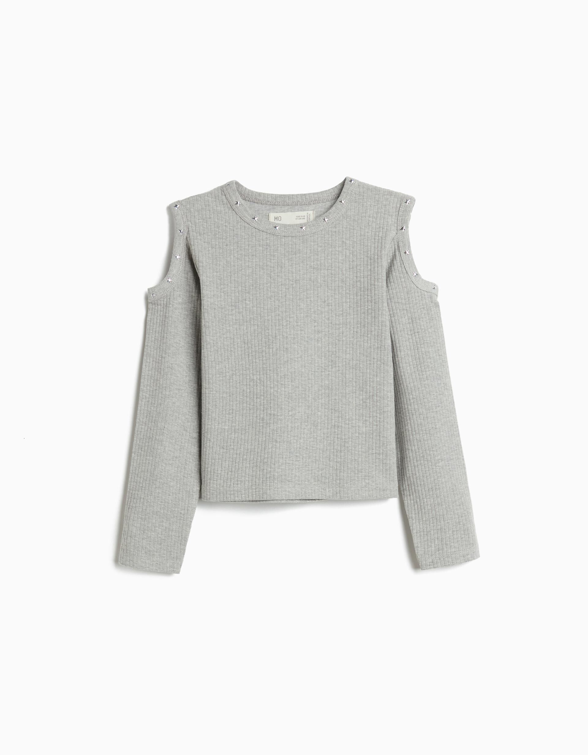 Comprar Online T-shirt Manga Comprida Cut Out, Menina, Cinzento Claro