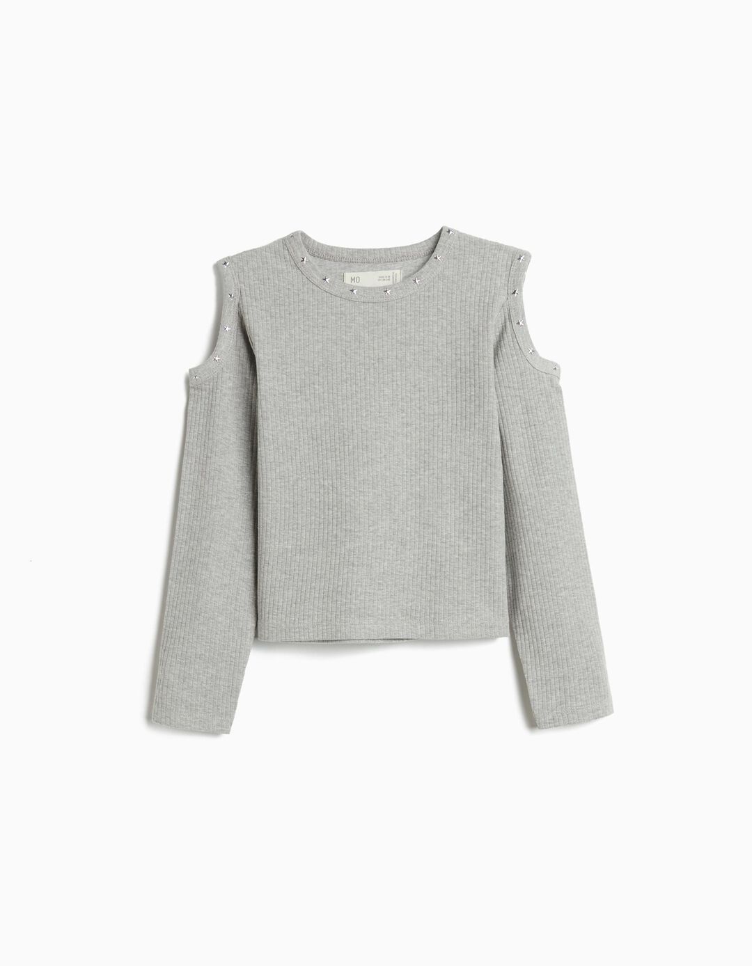 T-shirt Manga Comprida Cut Out, Menina, Cinzento Claro