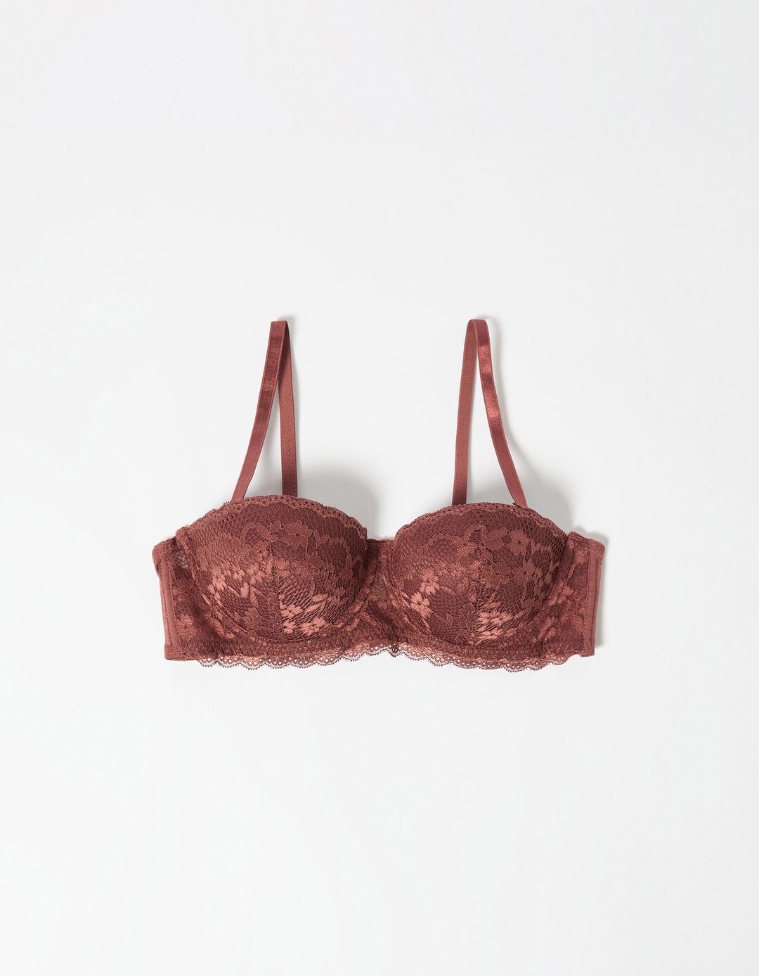 Soutien Push Up com Alças Removíveis, Mulher, Castanho