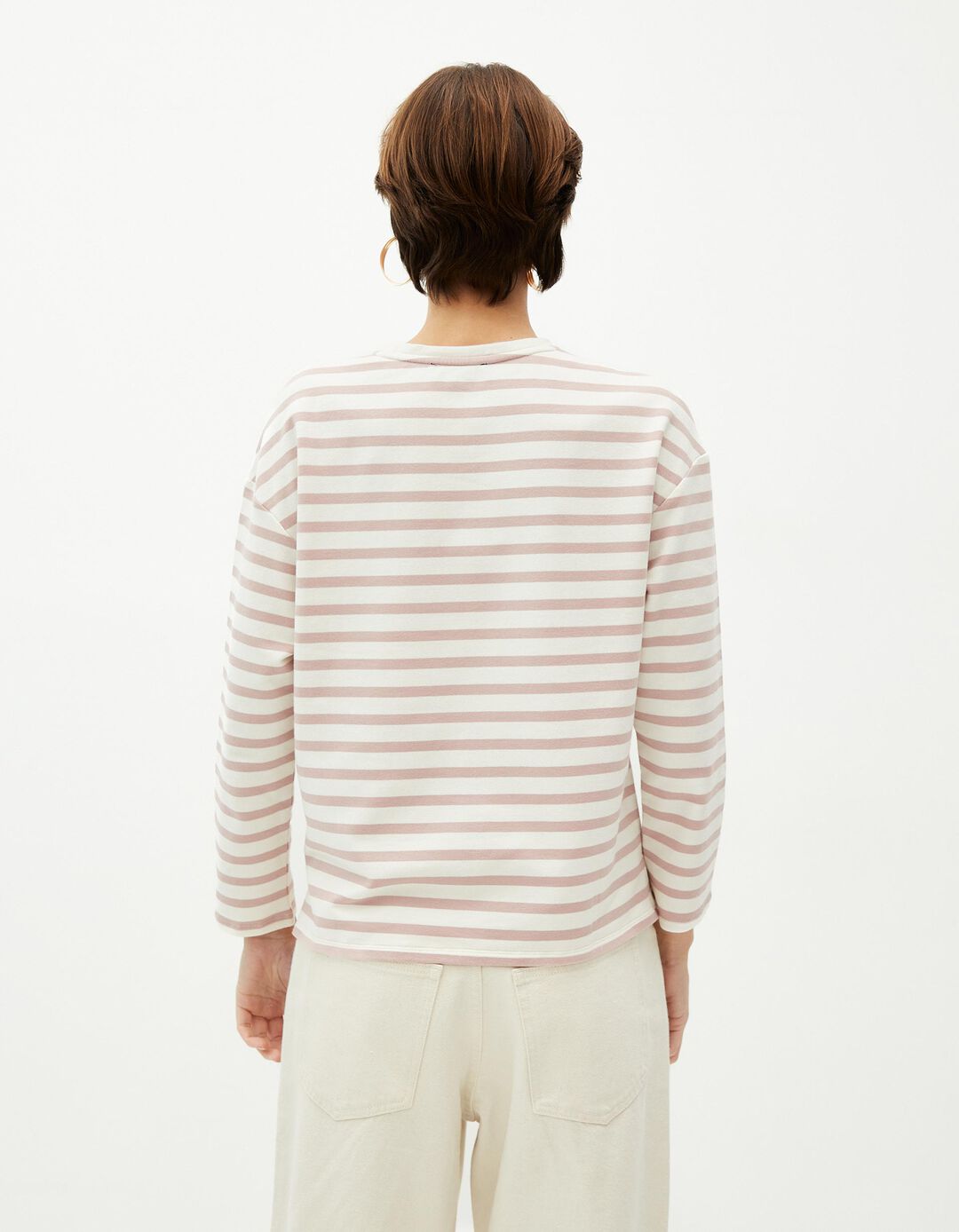 Camisola Riscas, Mulher, Rosa Claro 