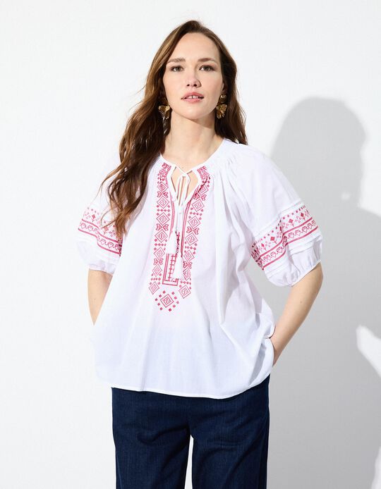 Comprar Online Blusa com Bordados, Mulher, Branco