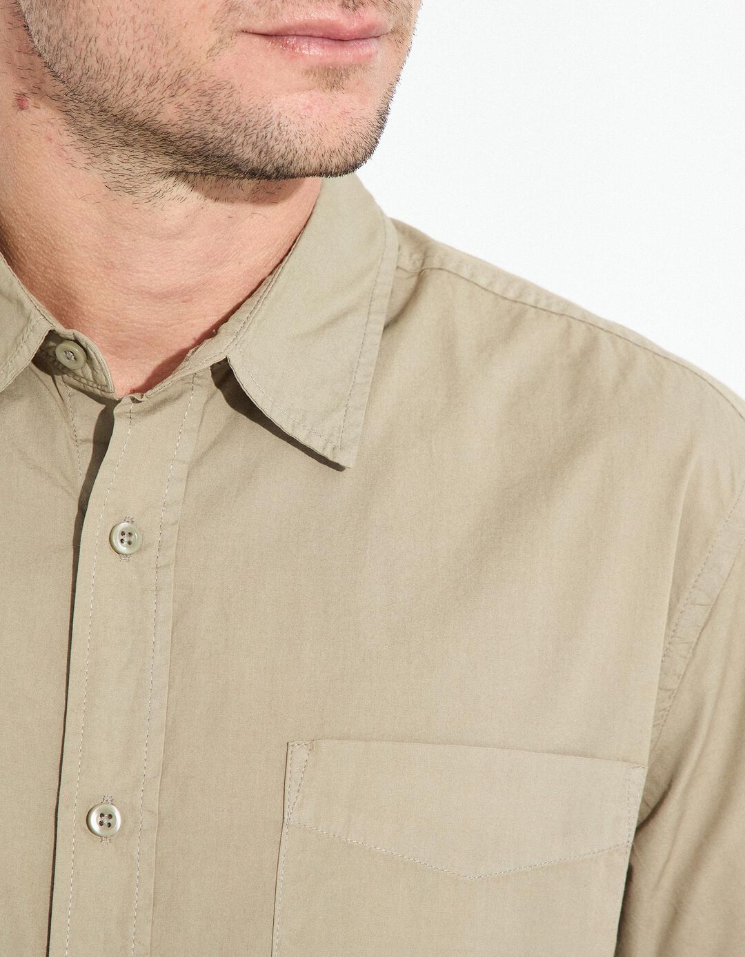 Camisa Manga Curta, Homem, Bege Escuro