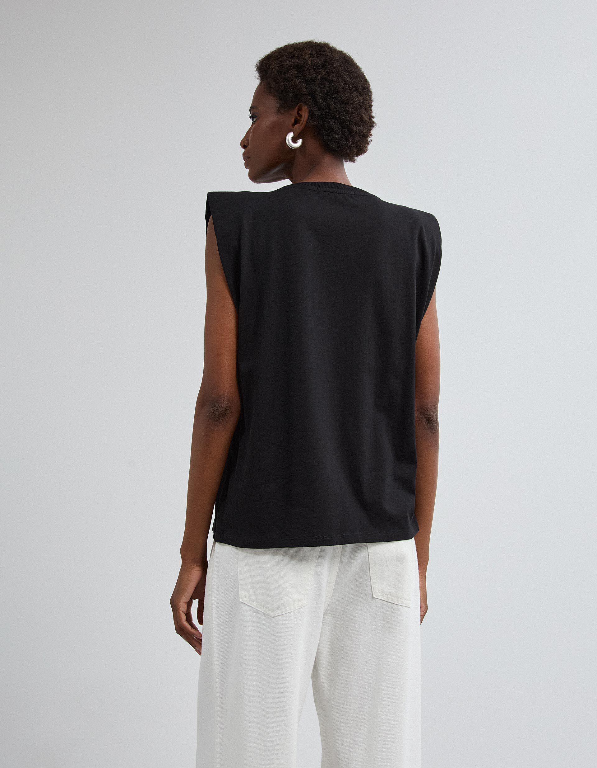 Comprar Online T-shirt Com Ombreiras, Mulher, Preto