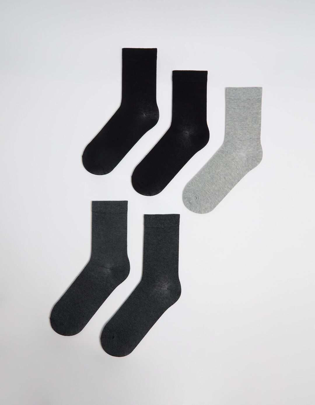 Pack 5 Pares de Meias Lisas, Homem, Cinzento Escuro
