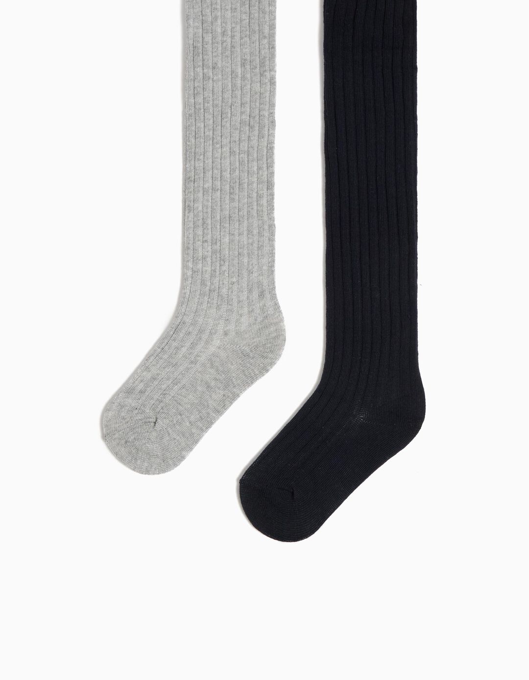 Pack 2 Pares de Collants Canelados, Menina, Multicor