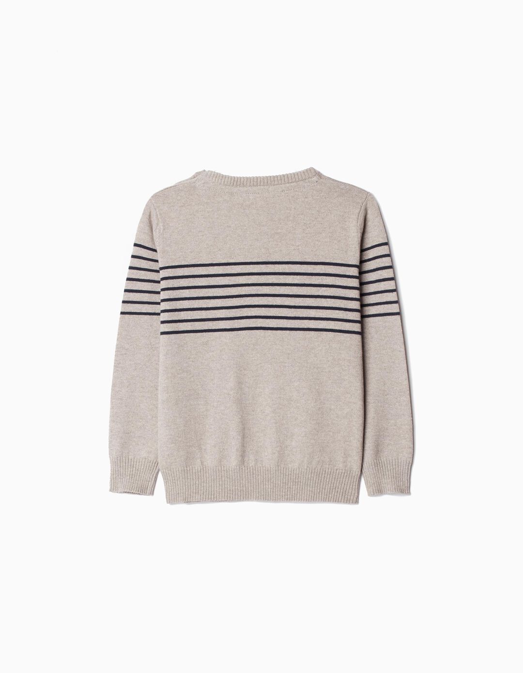 Camisola de Malha Riscas, Bebé Menino, Cinzento Claro