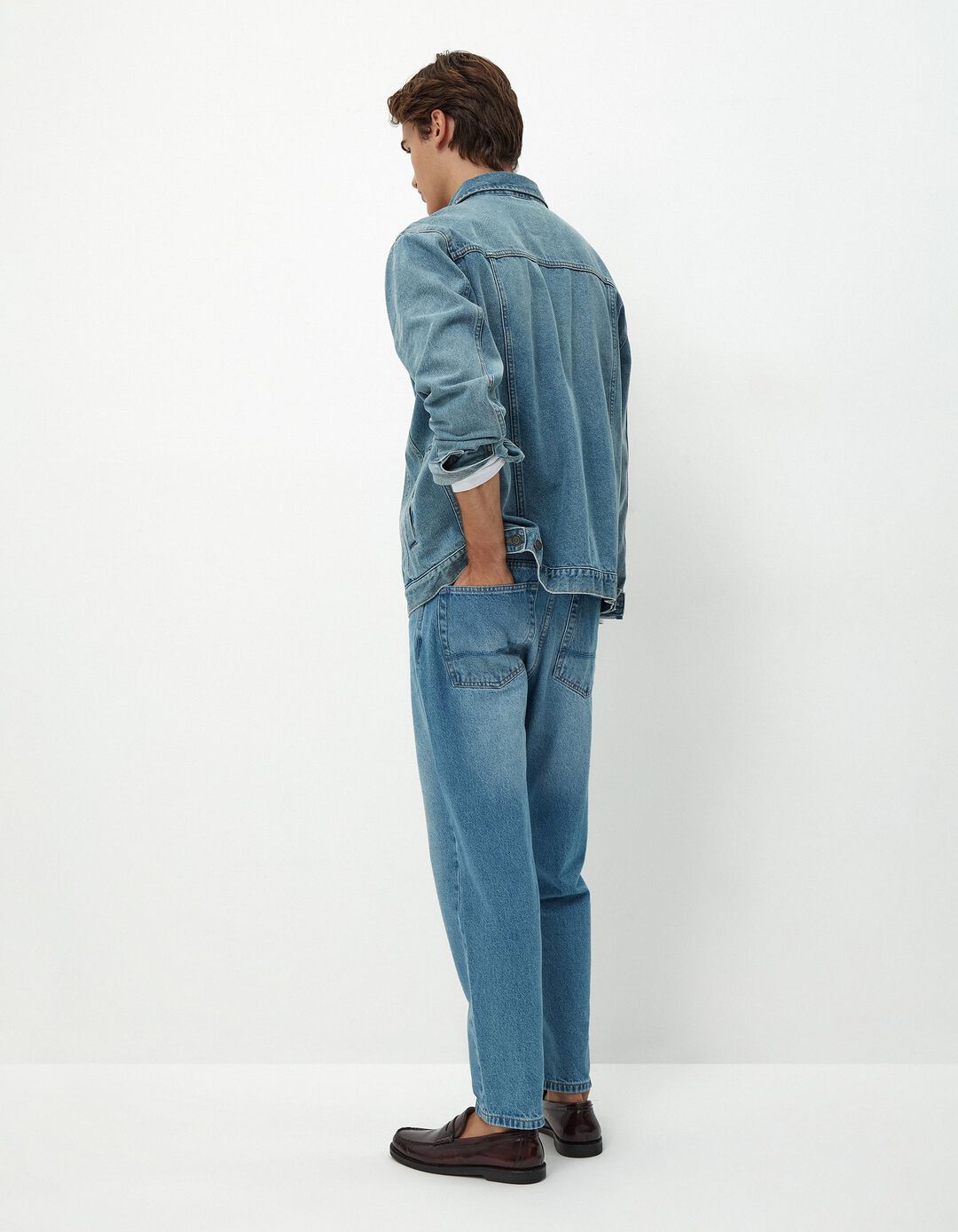 Calças de Ganga 'Relaxed Crop Fit', Homem, Azul