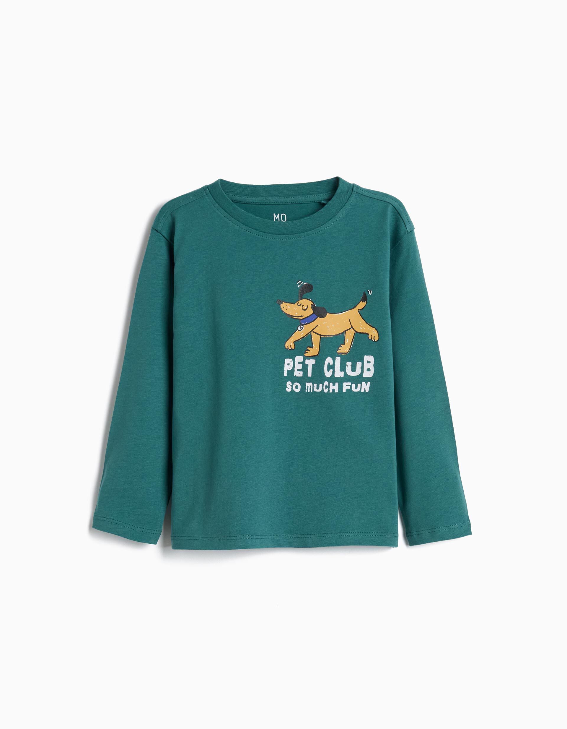 Comprar Online T-shirt De Manga Comprida, Menino, Verde Escuro