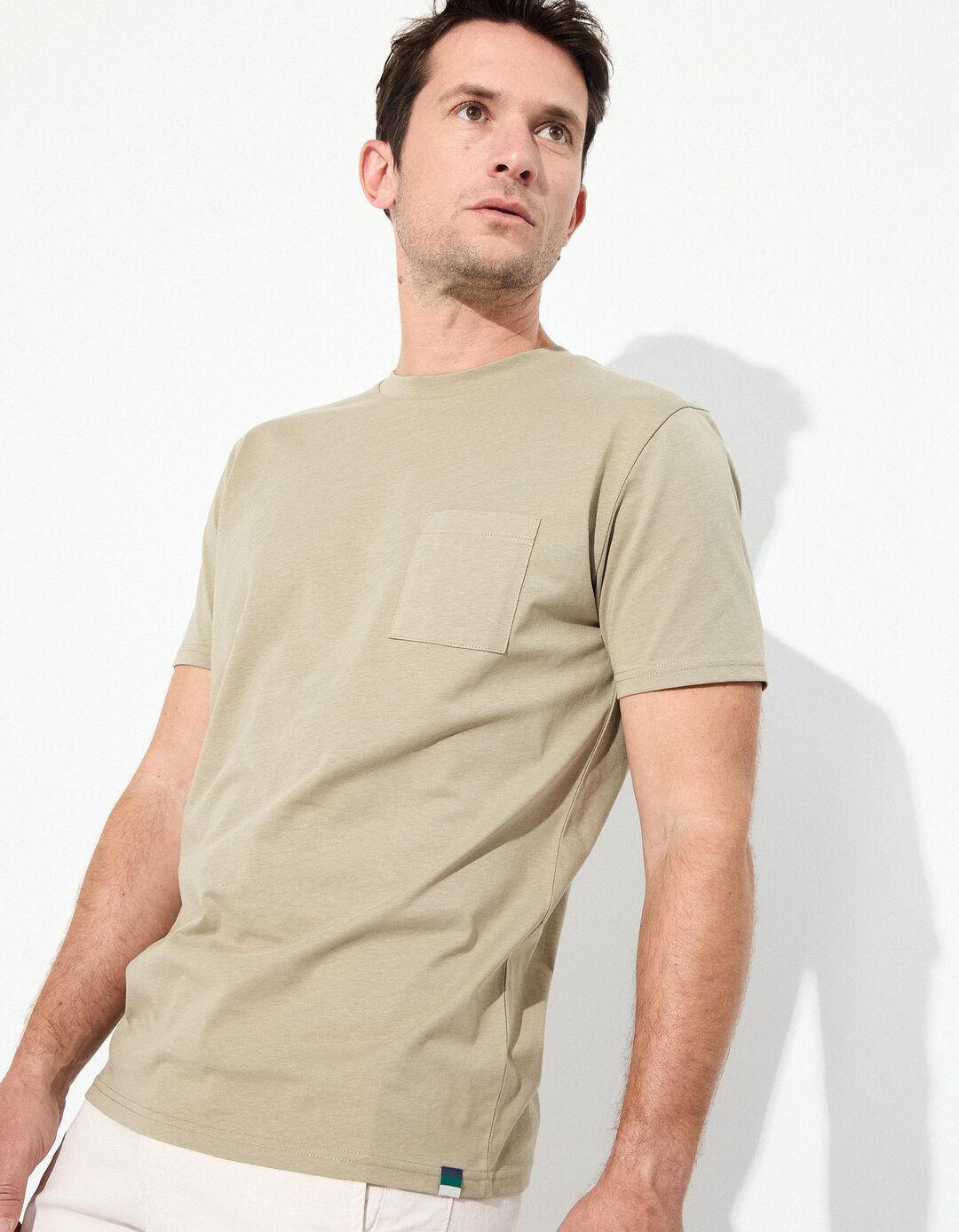 T-shirt Bolso, Homem, Bege Escuro
