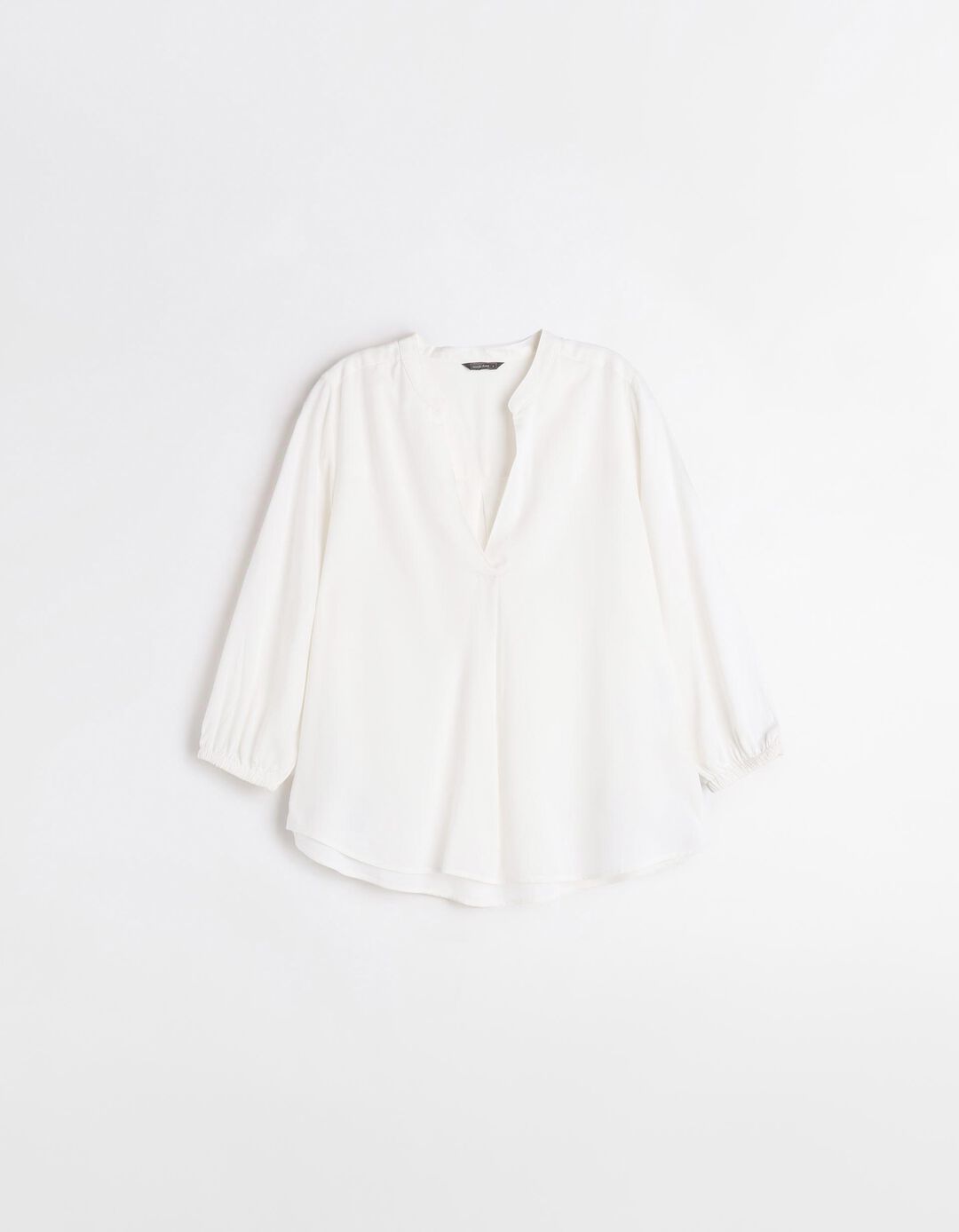 Blusa Decote em V, Mulher, Bege Claro