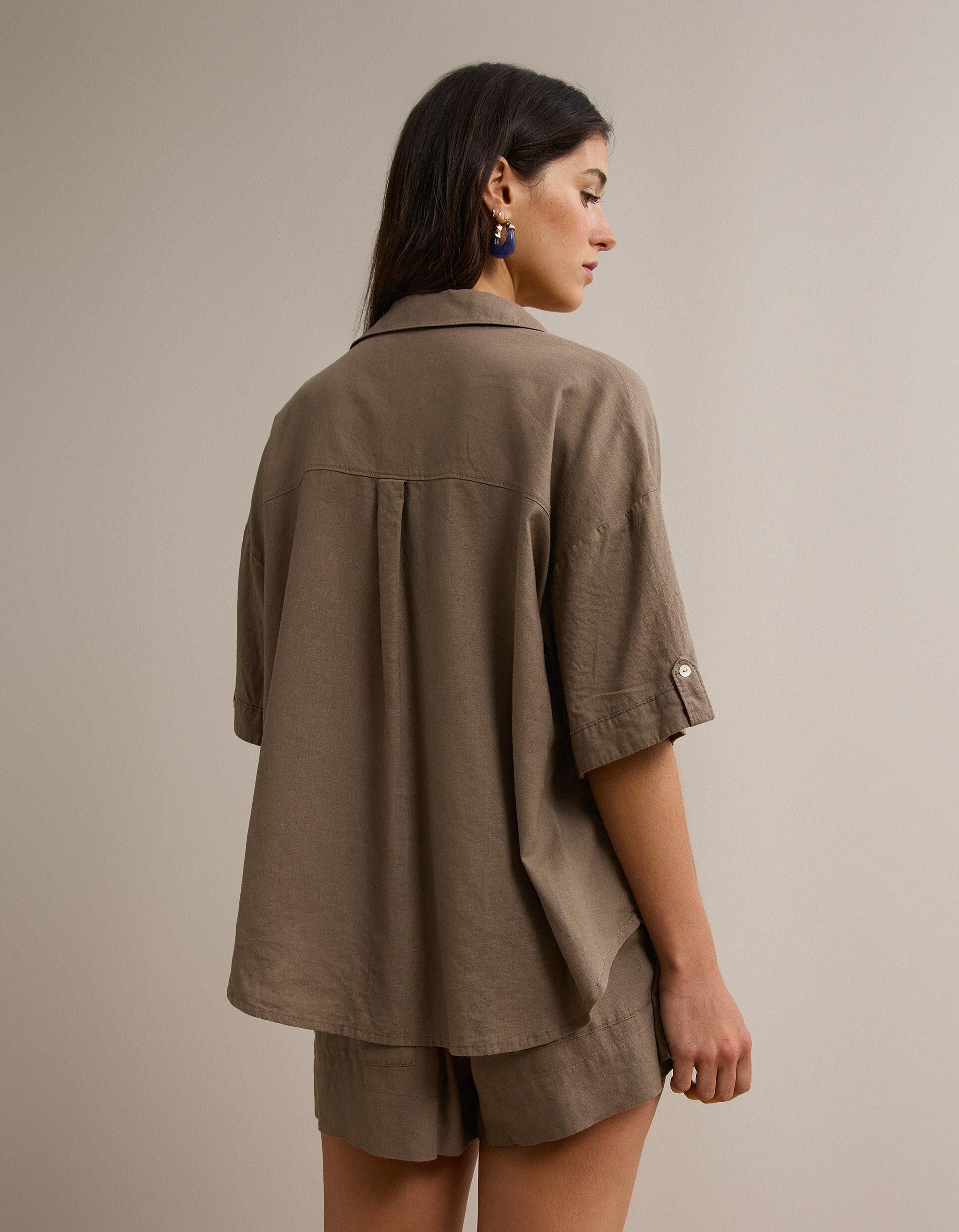 Comprar Online Blusa com linho, Mulher, Bege Escuro