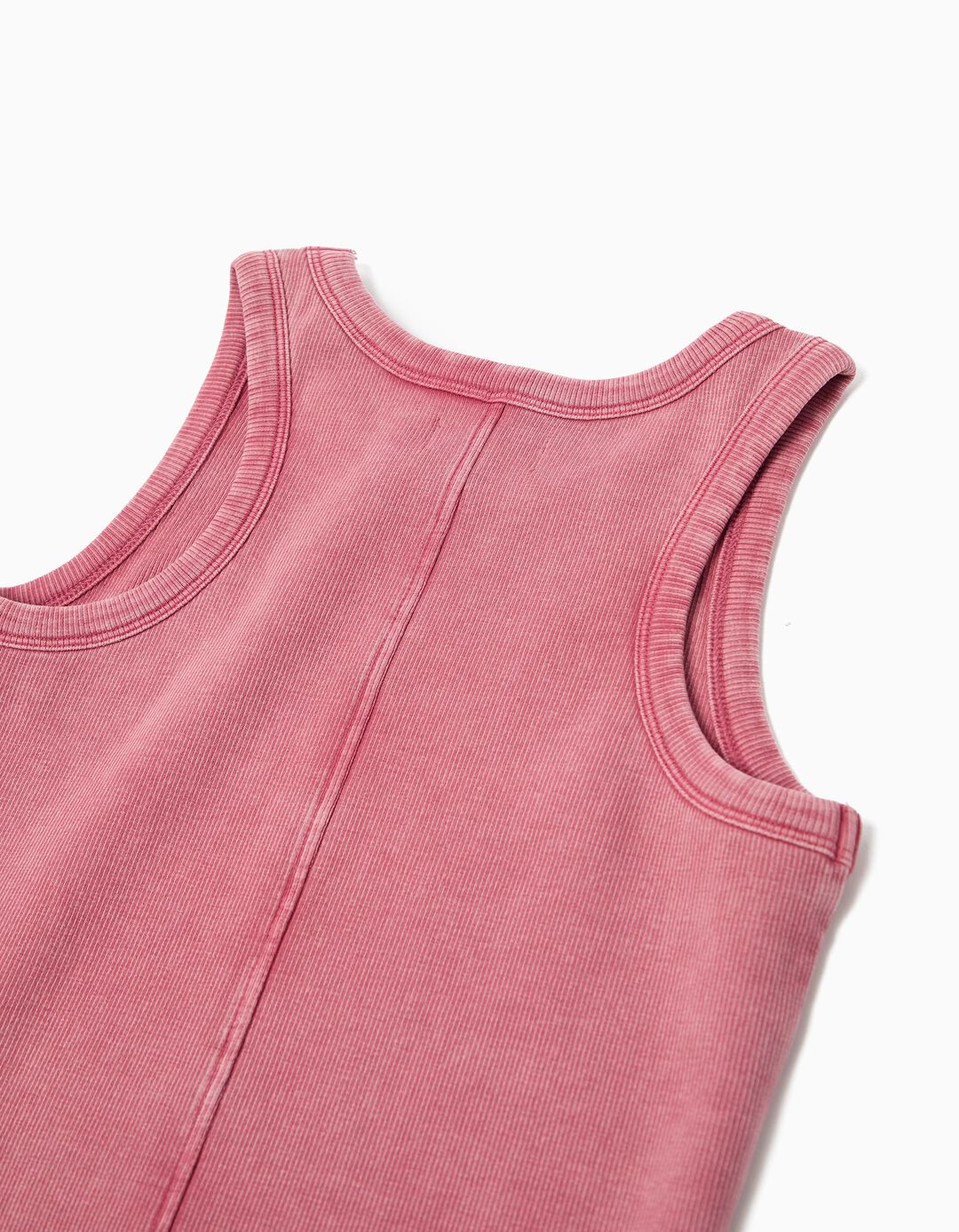 Top de Malha Canelada, Menina, Rosa Escuro