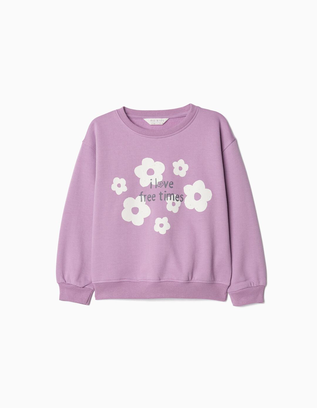 Sweatshirt de Felpa Flores, Menina, Lilás