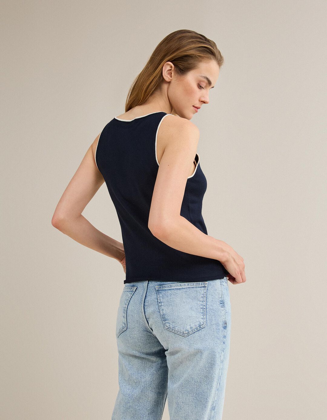 Tank Top, Mulher, Azul Escuro