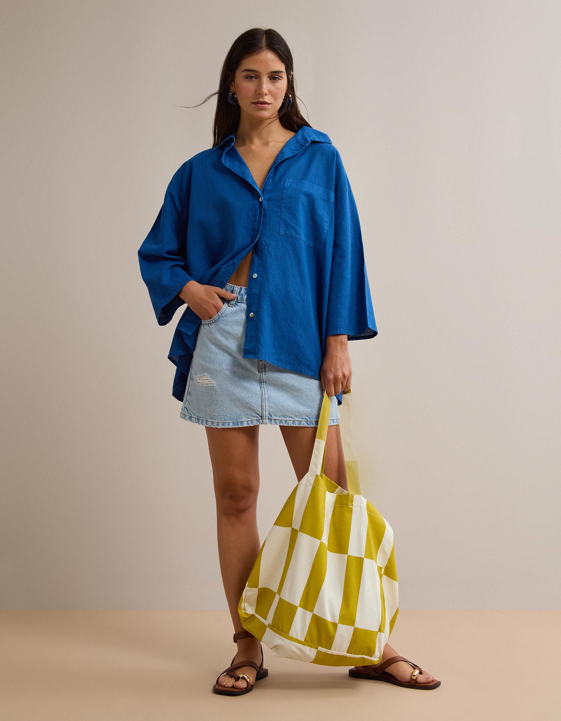 Comprar Online Mini Saia de Ganga, Mulher, Azul Claro
