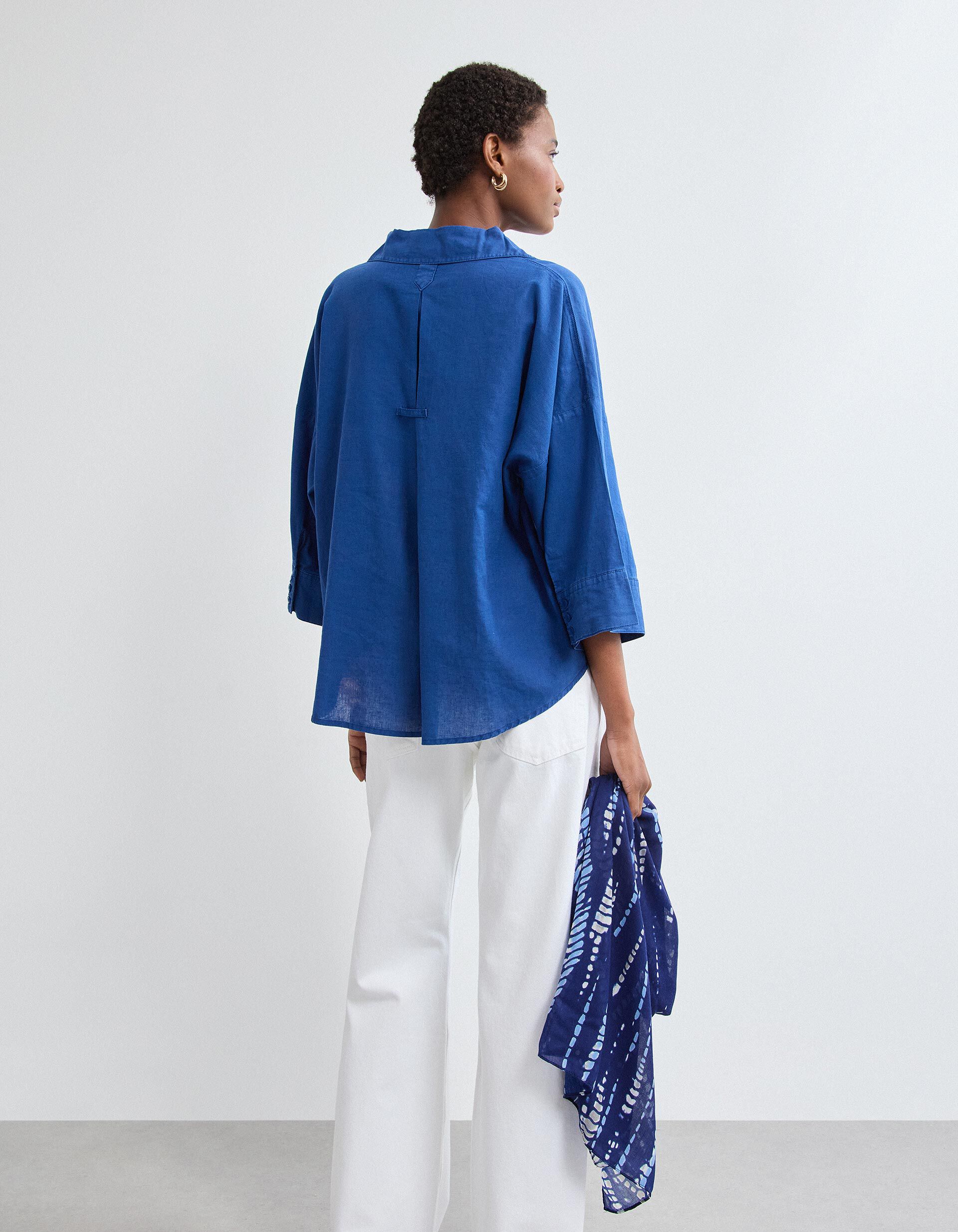 Comprar Online Blusa com Linho, Mulher, Azul