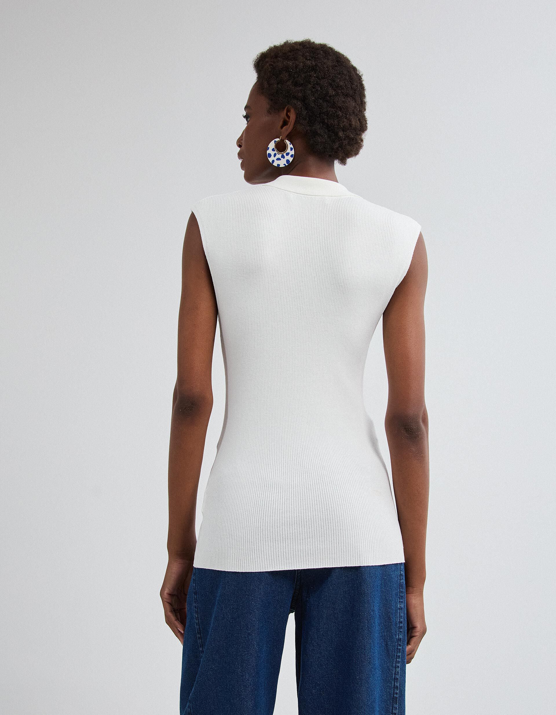 Comprar Online Top Tricotado Com Gola Polo, Mulher, Branco