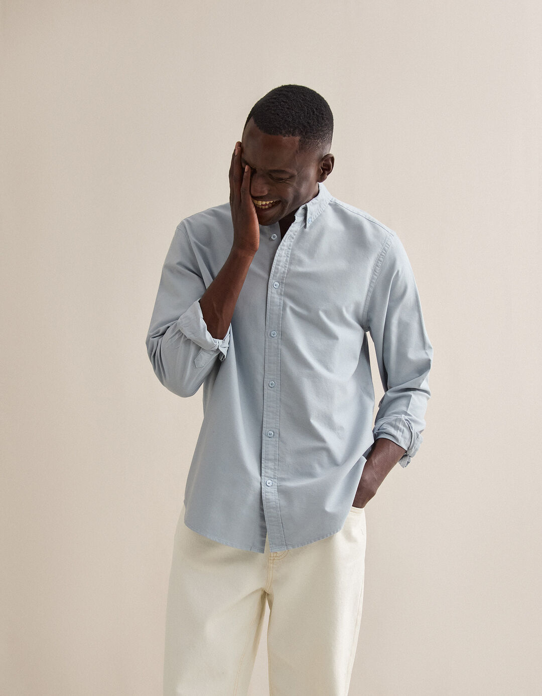 Camisa Oxford, Homem, Azul Claro