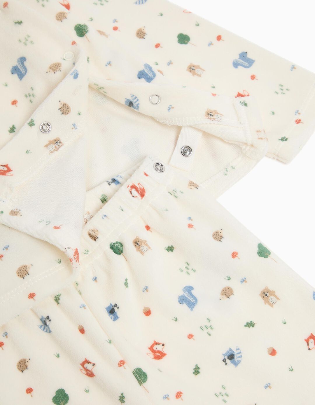 Pijama Aveludado Estampado, Bebé, Bege Claro