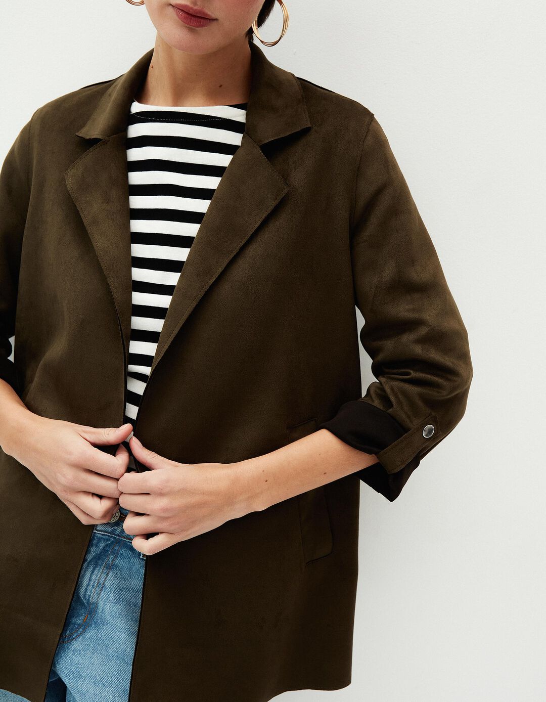 Blazer Efeito Camurça, Mulher, Verde